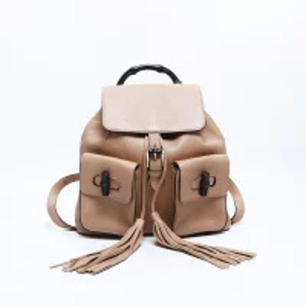 Gucci Bamboo Backpack Rucksack Daybag Daypack Beige Cream